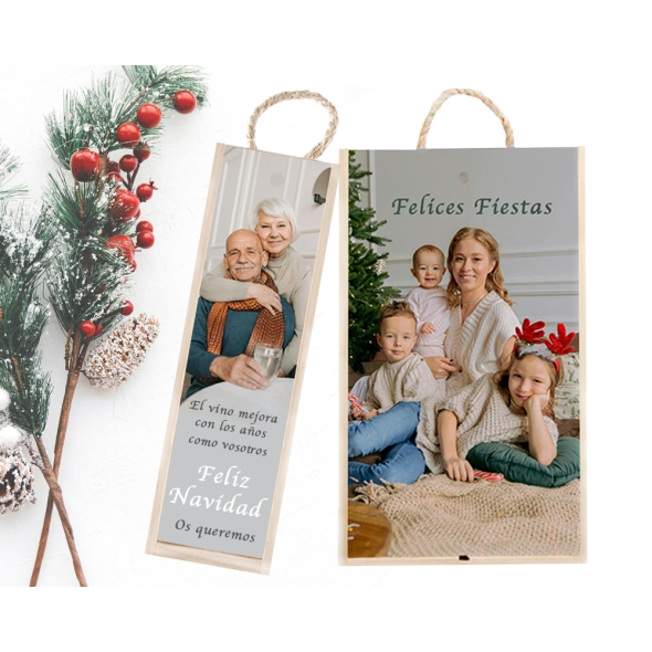 Cajas de madera para vino personalizadas regalo Navidad